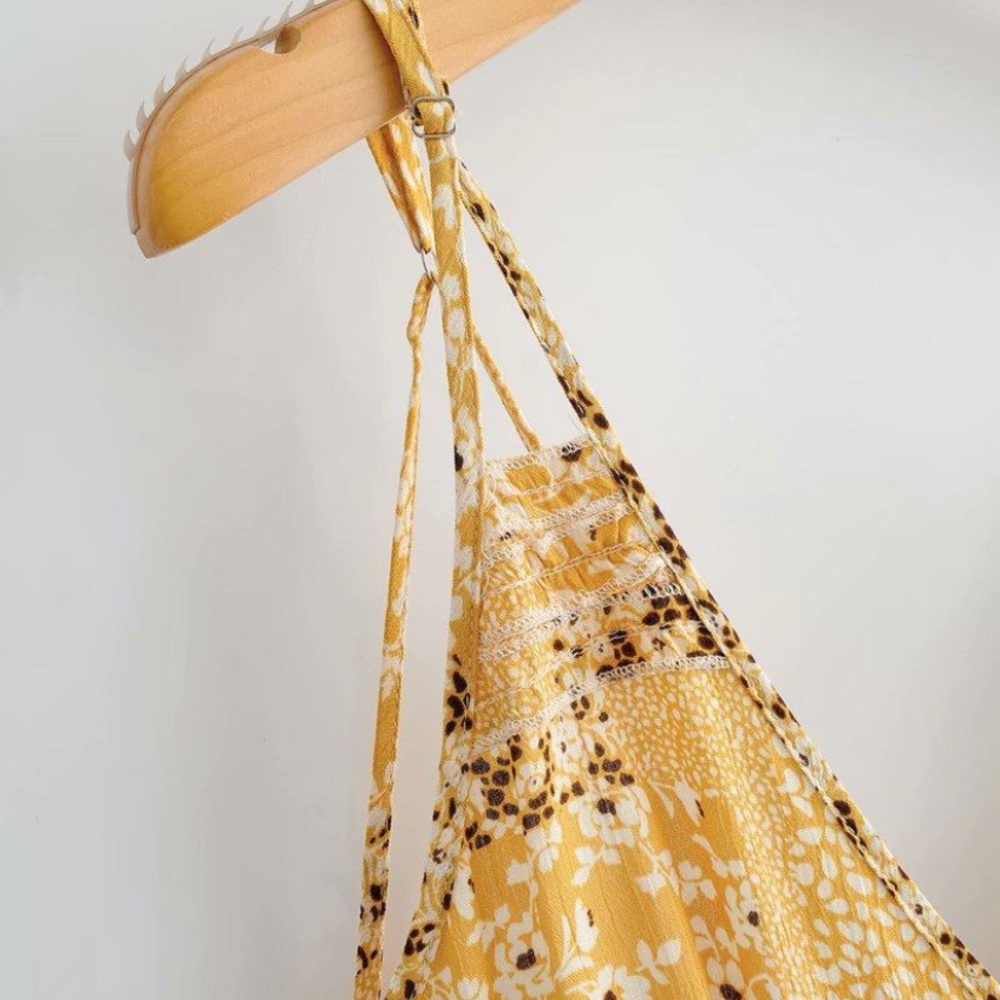 SOLD OUT CLEARANCE Yellow Ditsy Floral Babydoll Summer Tank Dress - Picture 4 of 9
